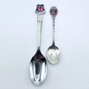 Vintage England Union Jack & Frankfurt Germany Souvenir Spoons BMC Sheffield Lot